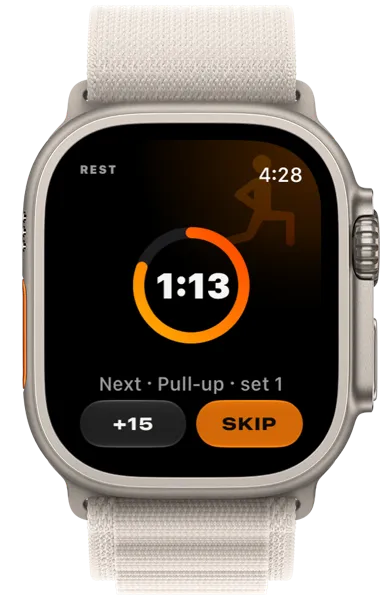 Apple Watch counting down a rest